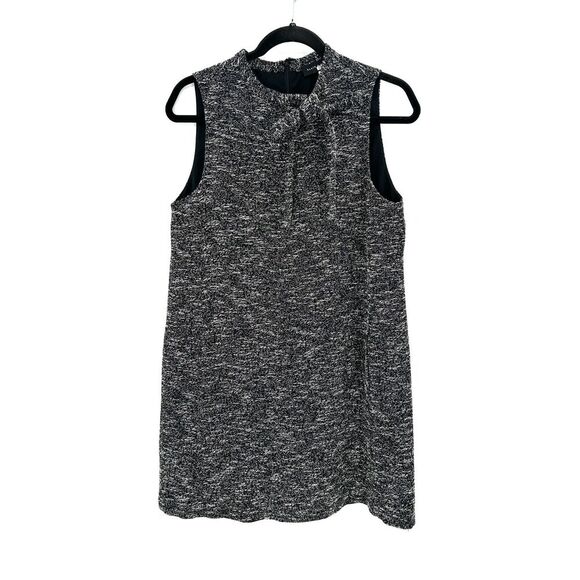 SLATE & WILLOW Gray White Skinny Tie Tweed Sleeveless Shift Mini Dress Size 8 - Picture 4 of 9